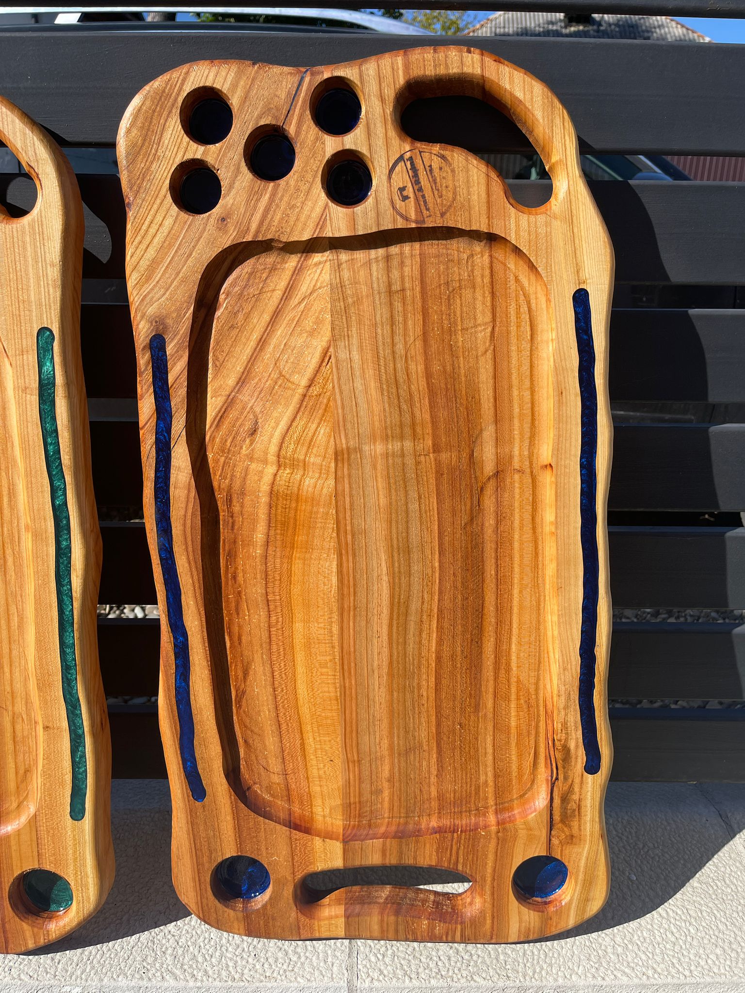 Platouri din lemn și rășină epoxidică – nuc, cireș, frasin, toate culorile, pentru grătar și aperitive - imagine 3