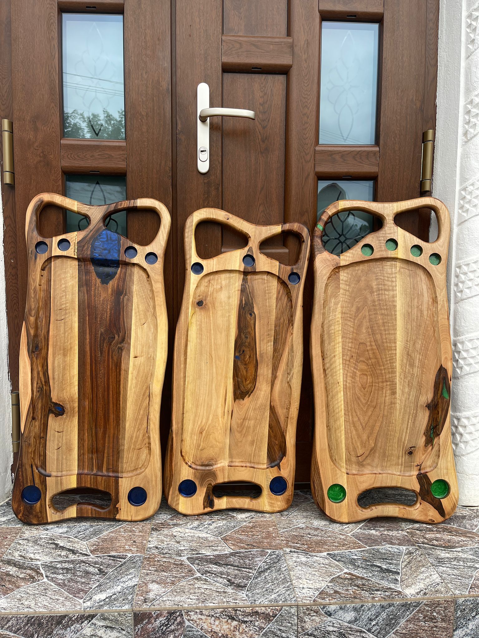 Platouri din lemn și rășină epoxidică – nuc, cireș, frasin, toate culorile, pentru grătar și aperitive - imagine 4