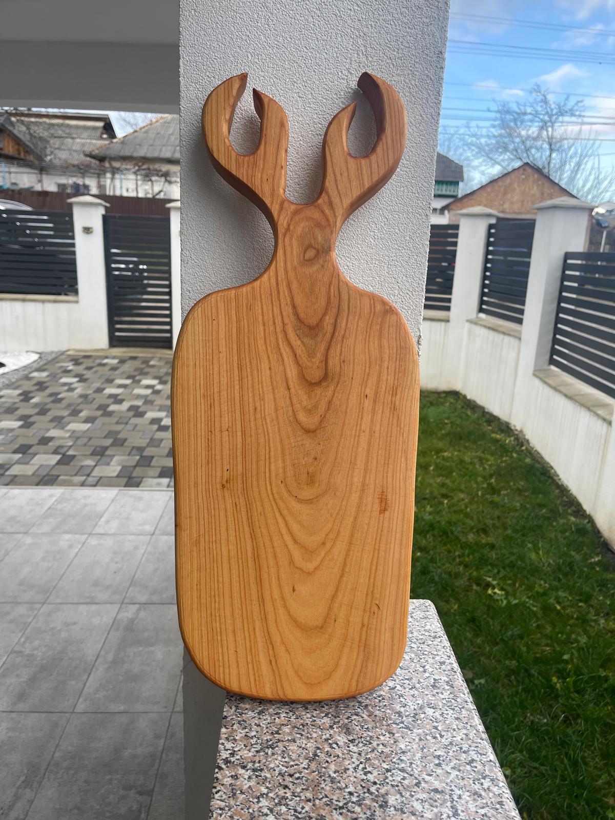 Tocator din lemn de cireș 60×23×4 cm – Design decorativ lucrat manual - imagine 2