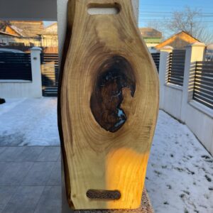 Platou din lemn de nuc cu rășină alb-verde