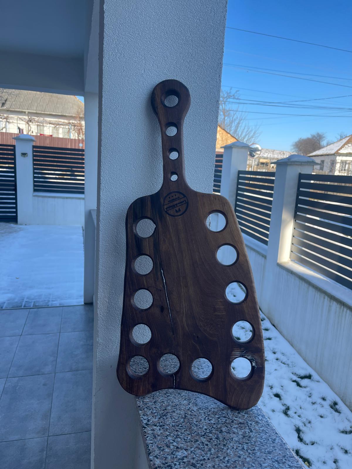 Tavă de shoturi din lemn cu 12 găuri – dimensiune 65x27 cm - imagine 2