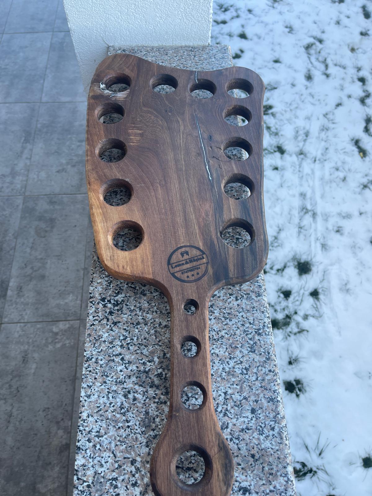 Tavă de shoturi din lemn cu 12 găuri – dimensiune 65x27 cm - imagine 3