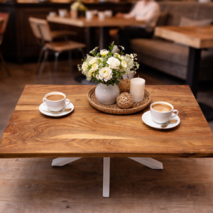 Masă de cafea din nuc cu rășină albă și picioare Spider – model unicat 110 cm