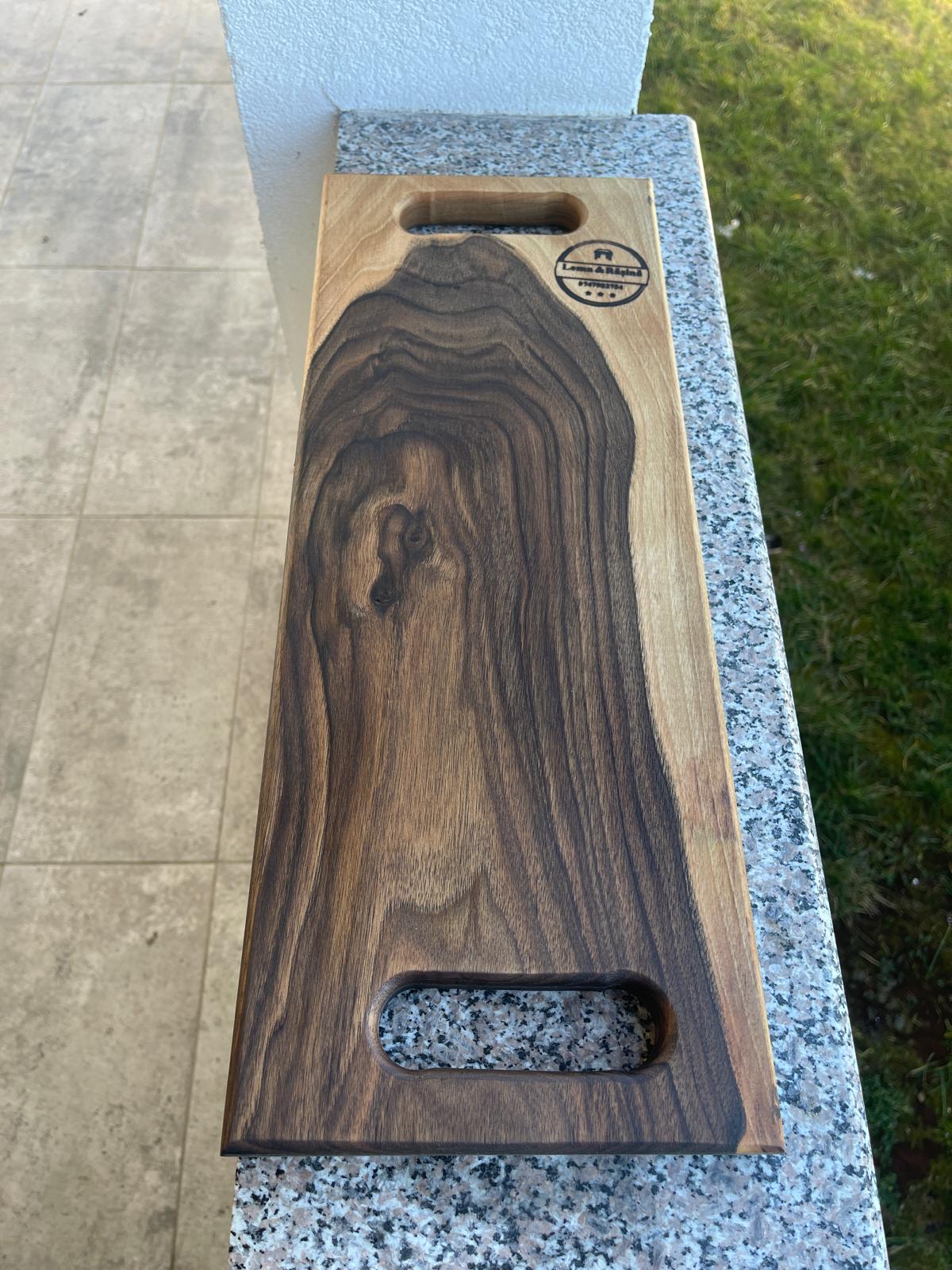 Platou din Lemn Masiv de Nuc pentru Servire – Tocător / Platou Aperitive – 52x20 cm - imagine 4