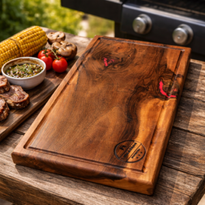 Platou Premium din Lemn Masiv de Nuc – Design Natural cu Inserții Epoxidice – 50x25x4 cm