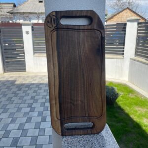 Tocător din lemn masiv de nuc 55x25 cm cu canal de scurgere pentru grăsimi