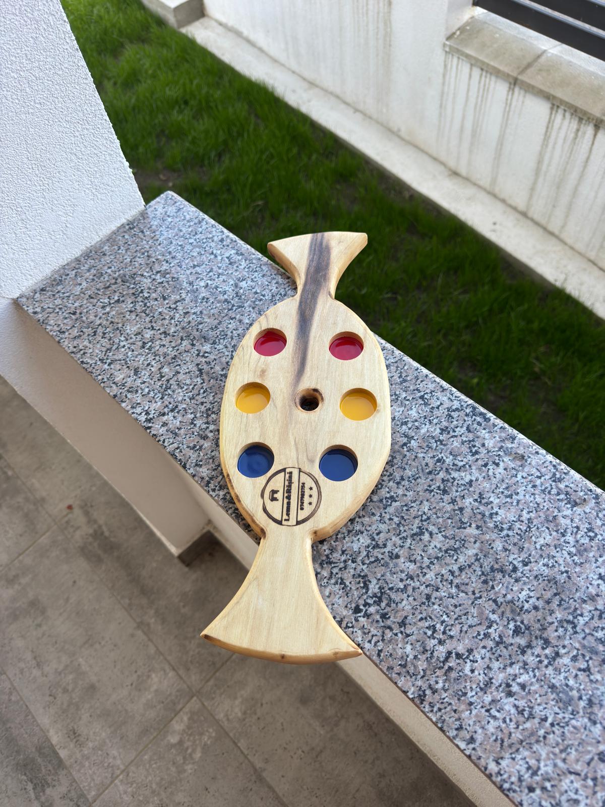 Tavă de Shoturi Handmade din Lemn de Nuc – 6 Shoturi – 45x16 cm - imagine 3