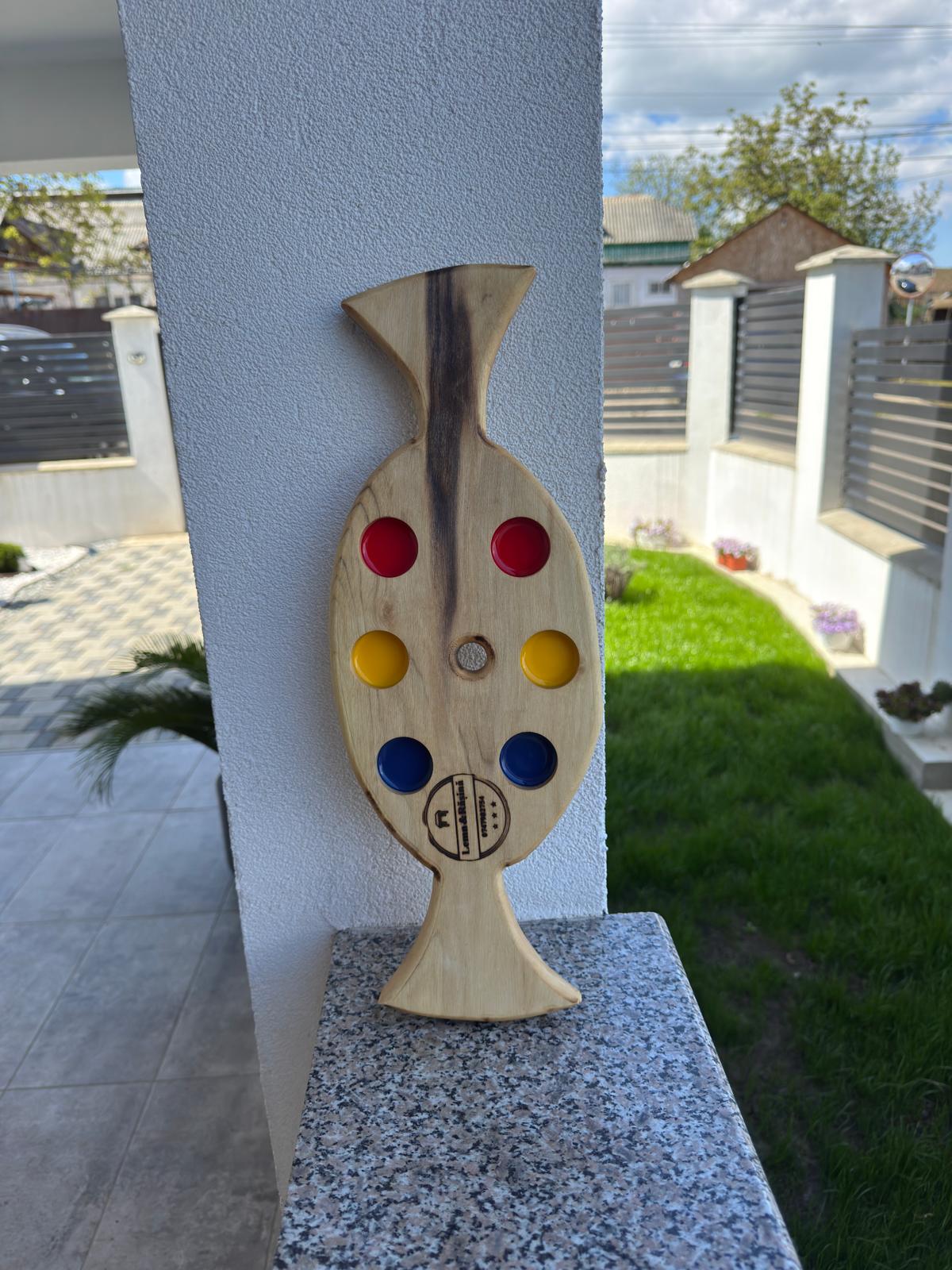 Tavă de Shoturi Handmade din Lemn de Nuc – 6 Shoturi – 45x16 cm