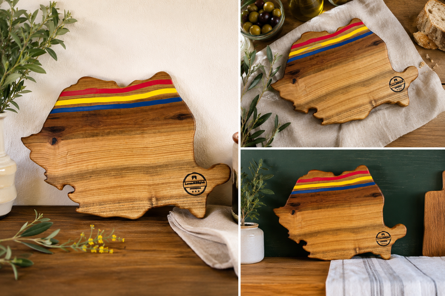 Tocător Premium Harta României din Lemn de Cireș 50x35 cm – Handmade, Unicat - imagine 2