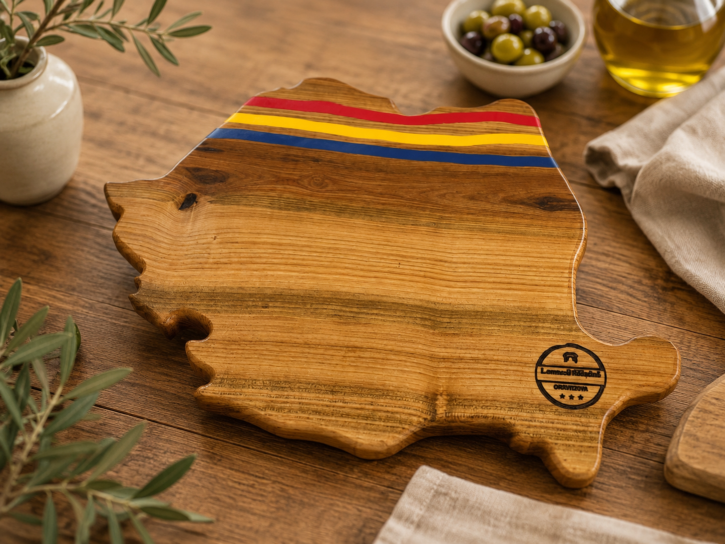 Tocător Premium Harta României din Lemn de Cireș 50x35 cm – Handmade, Unicat