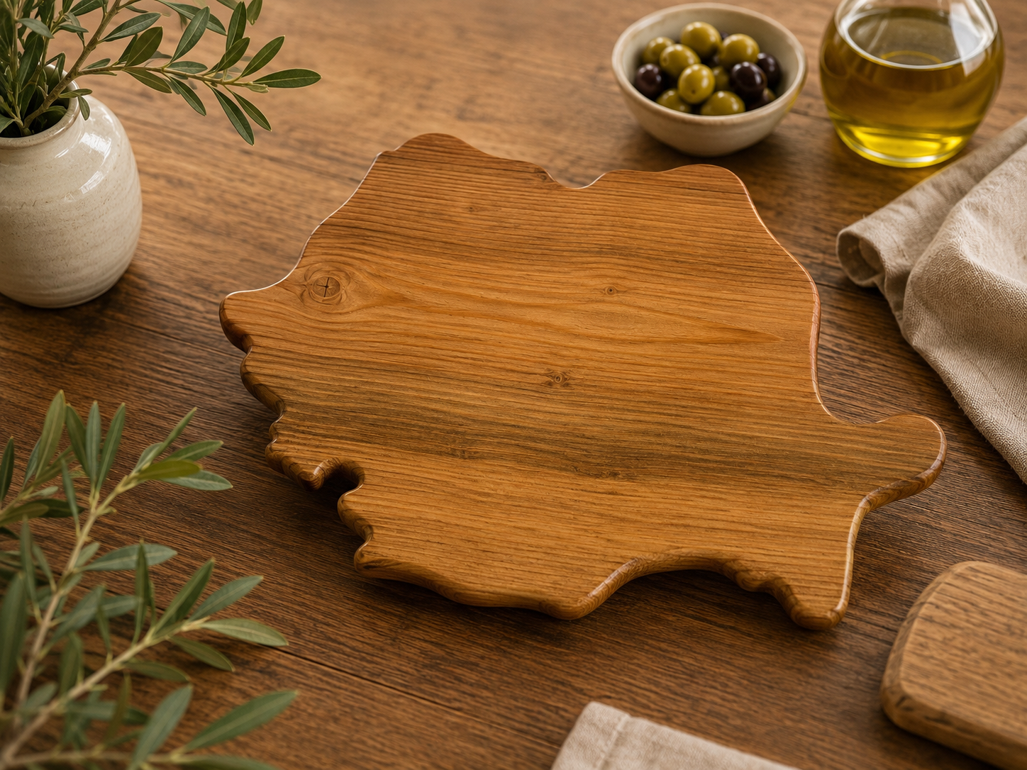 Tocător Premium Harta României din Lemn de Cireș 50x35 cm – Handmade, Unicat - imagine 3