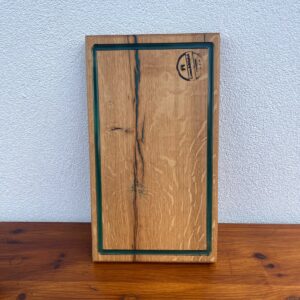 Platou din lemn masiv de stejar cu rășină epoxidică Dark Green 45x25x3,5 cm