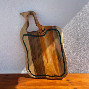 Tocător premium din lemn masiv de nuc și cireș cu rășină epoxidică Dark Green 58x34x2,5 cm