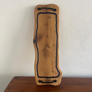 Platou Stejar cu Mânere din Fier – 70x22 cm