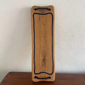 Platou Stejar cu Mânere din Fier – 72x22 cm
