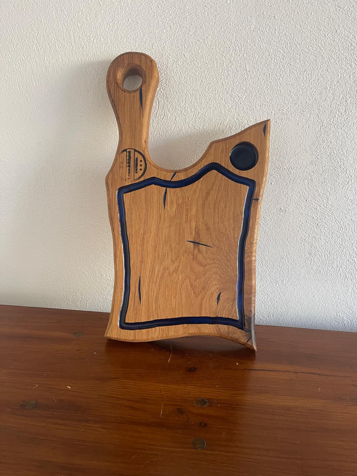 Tocător Stejar cu Rășină Albastră – 46x23 cm