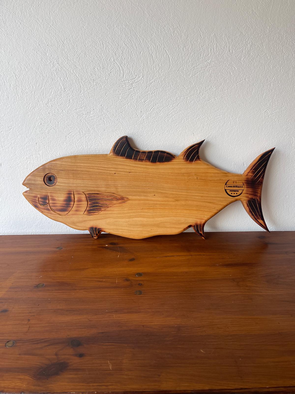 Platou din Lemn de Arin în Formă de Pește – 66x25 cm - imagine 2