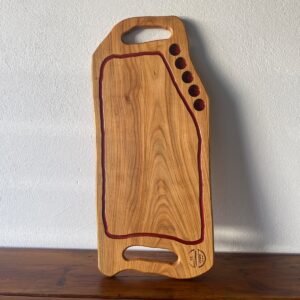 Platou Servire cu Rășină Vișinie și 5 Shot-uri – 75x34x2 cm